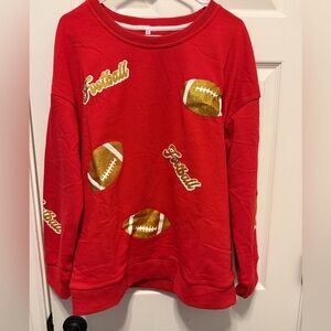 Red Football Print Sweater